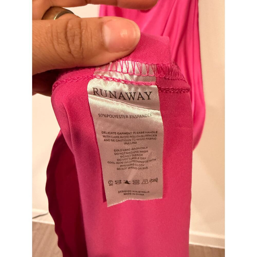 RUNAWAY The Label Pink and Orange Colorblock Twist Front Midi Dress - Size M - Picture 10 of 13